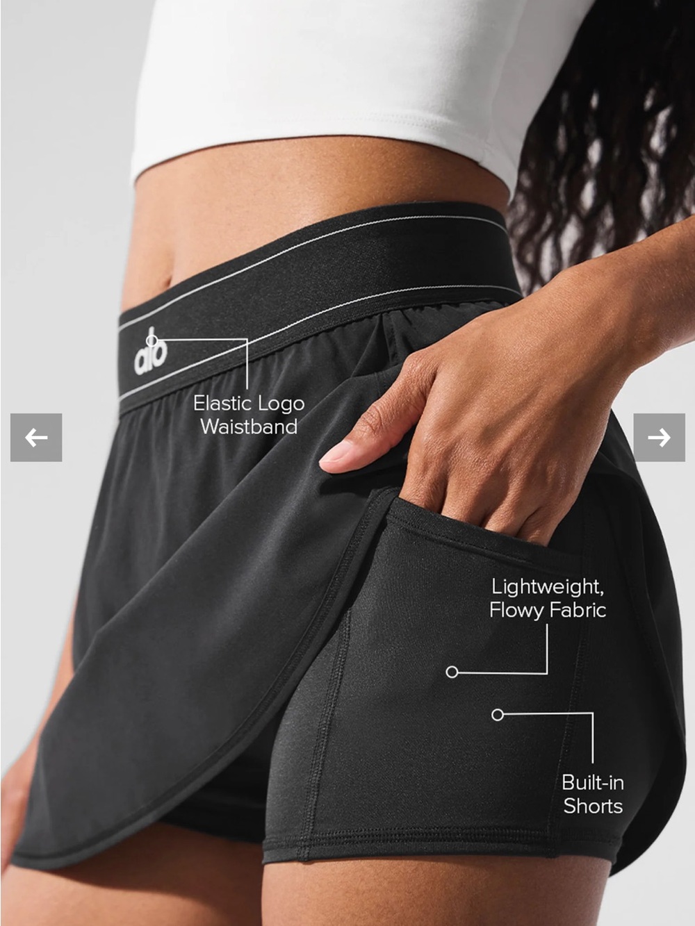 ALO Yoga Match Point Tennis Skirt Black - Picture 5 of 5